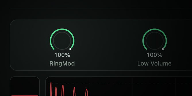 AutoChain Ring Mod and volume knobs for frequency carving and ducking.